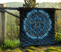 Viking Premium Quilt - Raven Celtic Cyan RLT12 - Wonder Print Shop