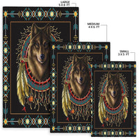 Wolf Warrior Dreamcatcher Native American Area Rug LT10 - Wonder Print Shop