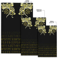 Viking Area Rug, Fenrir Raven and Vegvisir Tattoo Yellow RLT12 - Wonder Print Shop