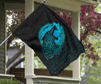 Viking Flag Fenrir Wolf Cyan RLT12 - Wonder Print Shop
