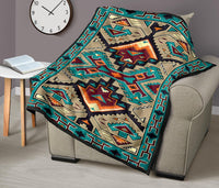 Blue United Tribes Art Native American Design Premium Quilt LT10 - Wonder Print Shop