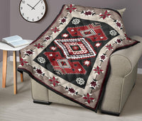 Ethnic Red Gray Pattern Native American Premium Quilt LT10 - Wonder Print Shop
