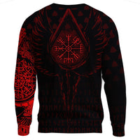 Viking Sweatshirt - Old Norse Odin Tattoo - Old Norse Odin Tattoo - Red RLT12 - Wonder Print Shop