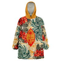 Guam Polynesian Hibiscus Flowers Wearable Blanket Hoodie - Wonder Print Shop