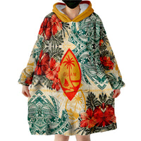 Guam Polynesian Hibiscus Flowers Wearable Blanket Hoodie - Wonder Print Shop