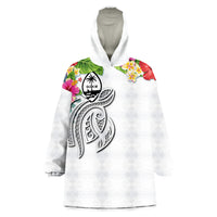 Guam Polynesian Summer Plumeria White Wearable Blanket Hoodie - Wonder Print Shop
