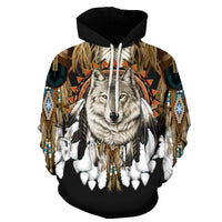 Wolf Dreamcatcher Native American Pride All Over Hoodie LT10 - Wonder Print Shop