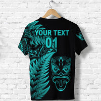 Custom New Zealand T Shirt Haka Rugby Maori with Silver Fern Vibes Turquoise LT8 - Wonder Print Shop