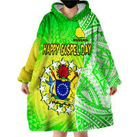 Happy Mangaia Gospel Day Cook Islands Coat Of Arms Polynesian Pattern Wearable Blanket Hoodie - Wonder Print Shop