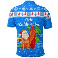 Christmas Hawaii Polo Shirt Santa Claus Surfing Simple Style Blue LT8 - Wonder Print Shop