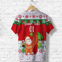 Custom Hawaii Christmas T Shirt Santa Claus Surfing Simple Style White LT8 - Wonder Print Shop