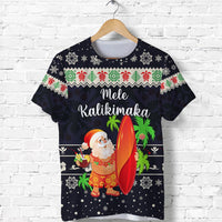 Hawaii Christmas T Shirt Santa Claus Surfing Simple Style Navy LT8 - Wonder Print Shop