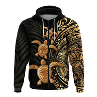 Polynesian Turtle Zip Hoodie Honu Family Gold LT4 - Wonder Print Shop