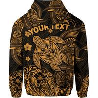 Custom Hawaii Turtle Polynesian Zip Hoodie Plumeria Flower Unique Style Gold LT8 - Wonder Print Shop
