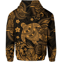 Hawaii Turtle Polynesian Hoodie Plumeria Flower Unique Style Gold LT8 - Wonder Print Shop