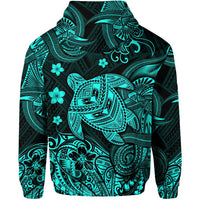 Hawaii Turtle Polynesian Hoodie Plumeria Flower Unique Style Turquoise LT8 - Wonder Print Shop