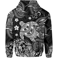 Hawaii Turtle Polynesian Zip Hoodie Plumeria Flower Unique Style Black LT8 - Wonder Print Shop