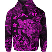 Custom Hawaii Turtle Polynesian Zip Hoodie Plumeria Flower Unique Style Pink LT8 - Wonder Print Shop