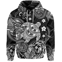 Custom Hawaii Turtle Polynesian Hoodie Plumeria Flower Unique Style Black LT8 - Wonder Print Shop
