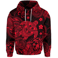 Custom Hawaii Turtle Polynesian Hoodie Plumeria Flower Unique Style Red LT8 - Wonder Print Shop