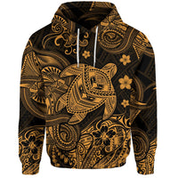 Custom Hawaii Turtle Polynesian Hoodie Plumeria Flower Unique Style Gold LT8 - Wonder Print Shop