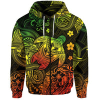 Custom Hawaii Turtle Polynesian Zip Hoodie Plumeria Flower Unique Style Reggae LT8 - Wonder Print Shop