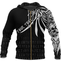 Custom Special Raven Zip Hoodie Tattoo Style RLT12 - Wonder Print Shop