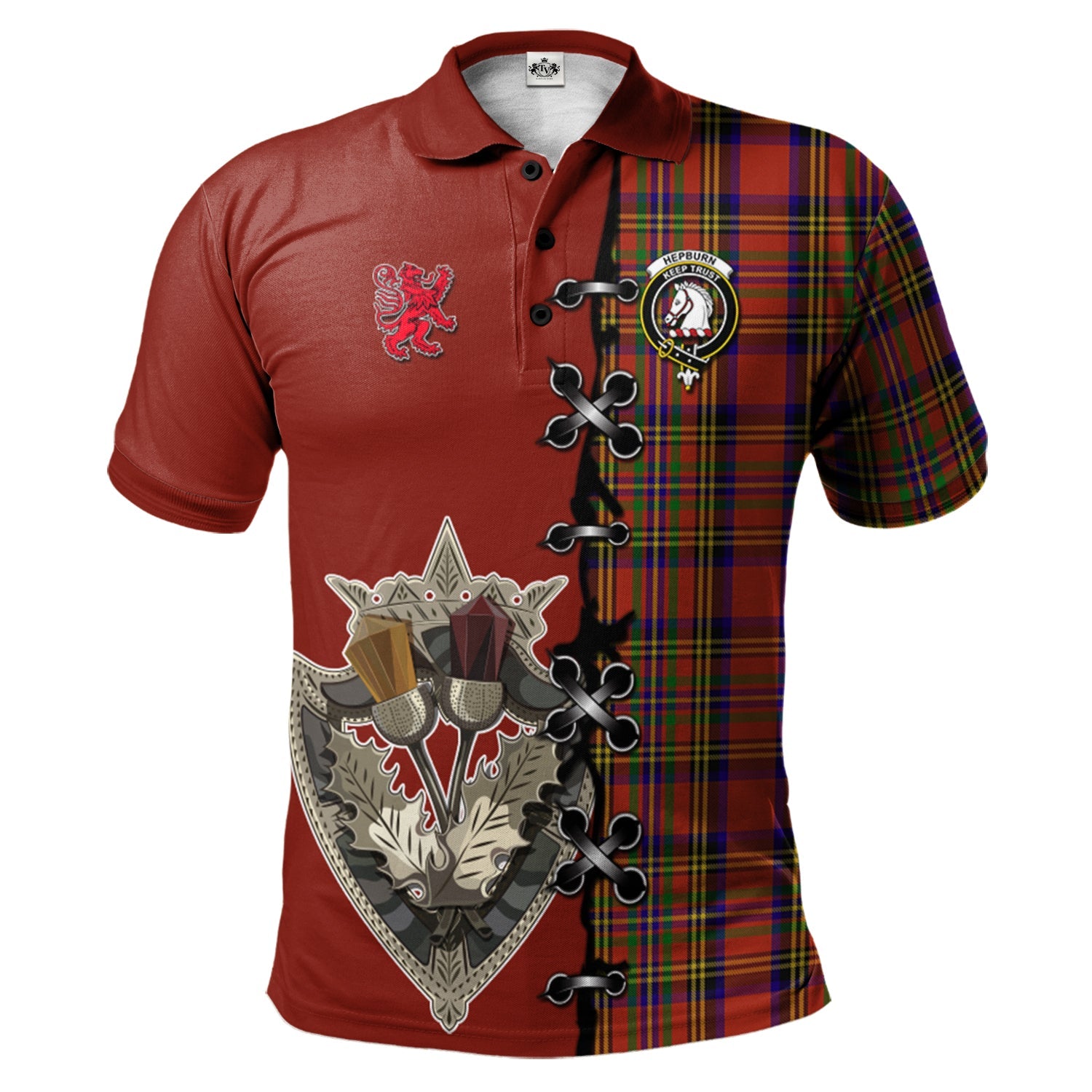 scottish-hepburn-clan-crest-tartan-lion-rampant-and-celtic-thistle-polo-shirt