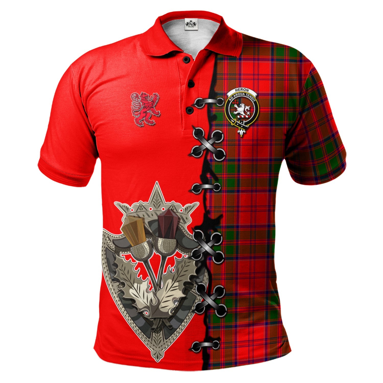 scottish-heron-clan-crest-tartan-lion-rampant-and-celtic-thistle-polo-shirt