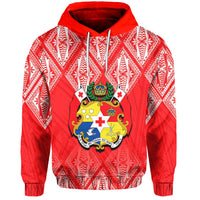 Tonga Hoodie Ngatu White and Red Style LT6 - Wonder Print Shop