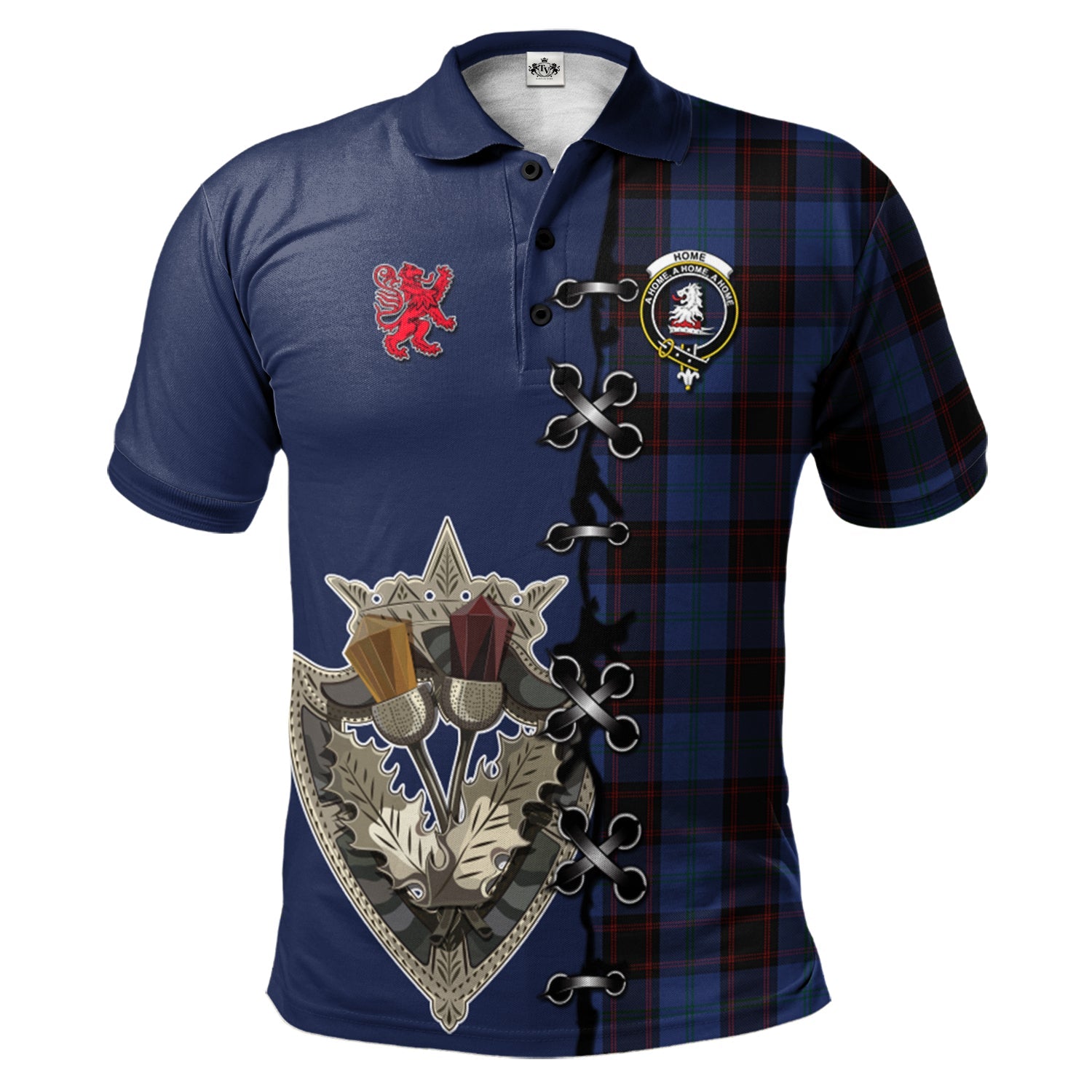 scottish-home-hume-clan-crest-tartan-lion-rampant-and-celtic-thistle-polo-shirt