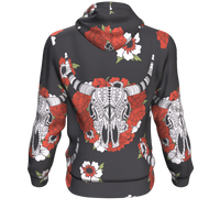 Bison Head Red Rose 3D Pullover Hoodie Native American LT10 - Wonder Print Shop