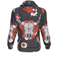 Bison Head Red Rose 3D Pullover Hoodie Native American LT10 - Wonder Print Shop