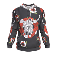 Bison Head Red Rose 3D Pullover Hoodie Native American LT10 - Wonder Print Shop