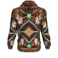 Naumaddic Arts Brown Native American All Over Hoodie LT10 - Wonder Print Shop