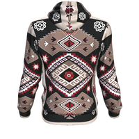 Gray Red Pattern Native American Hoodie LT10 - Wonder Print Shop