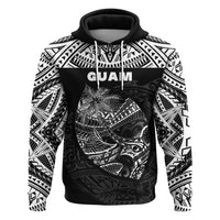 Custom Guam Rugby Hoodie Polynesian Patterns Black LT16 - Wonder Print Shop