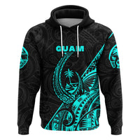 Custom Guam Rugby Hoodie Polynesian Patterns Style Turquoise LT16 - Wonder Print Shop