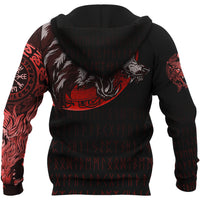 Viking Zip Hoodie - Wolf Blood Moon RLT12 - Wonder Print Shop