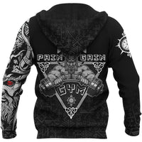 Viking Zip Hoodie - Viking Gym Vegvisir Style "No Pain No Gain" RLT12 - Wonder Print Shop