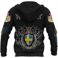 Custom Viking Sweden Flag and Map Zip Hoodie style Viking Geri and Freki RLT12 - Wonder Print Shop