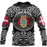Viking Zip Hoodie - Denmark Viking Pattern RLT12 - Wonder Print Shop