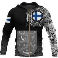 Viking Zip Hoodie - Finland Coat Of Arms RLT12 - Wonder Print Shop