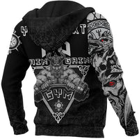 Custom African Zip Hoodie Viking Gym Vegvisir Style "No Pain No Gain" RLT12 - Wonder Print Shop