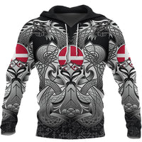 Viking Hoodie Denmark Mjolnir and Double Dragon RLT12 - Wonder Print Shop
