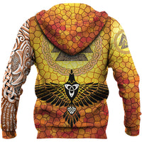 Viking Hoodie Raven Of Odin and Drakkar On Fire On Vignette Gold Valknut RLT12 - Wonder Print Shop