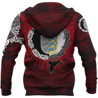 Viking Zip Hoodie - Denmark Raven Of Odin and Symbol Viking On Blood Background RLT12 - Wonder Print Shop