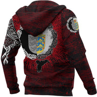 Viking Hoodie Denmark Raven Of Odin and Symbol Viking On Blood Background RLT12 - Wonder Print Shop