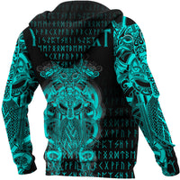 Custom Viking Tyr Tattoo Cyan Zip Hoodie RLT12 - Wonder Print Shop