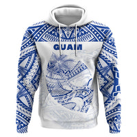 Custom Guam Rugby Hoodie Polynesian Patterns Blue LT16 - Wonder Print Shop